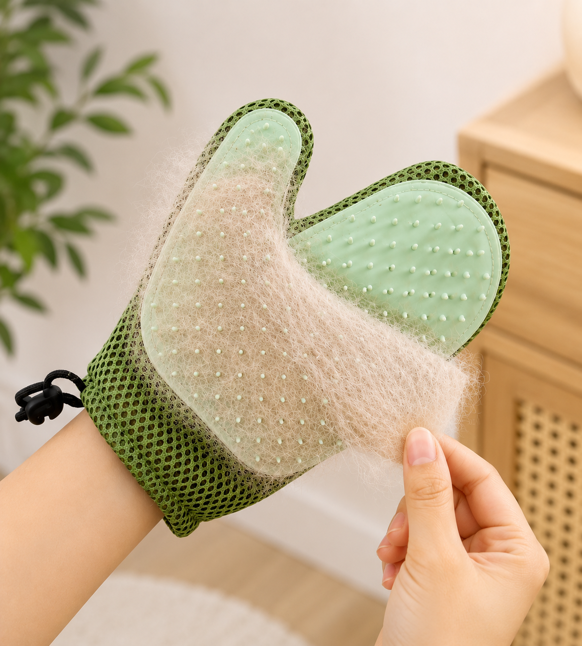 Pet Hair Remover Grooming Glove with Silicone Massage Brush