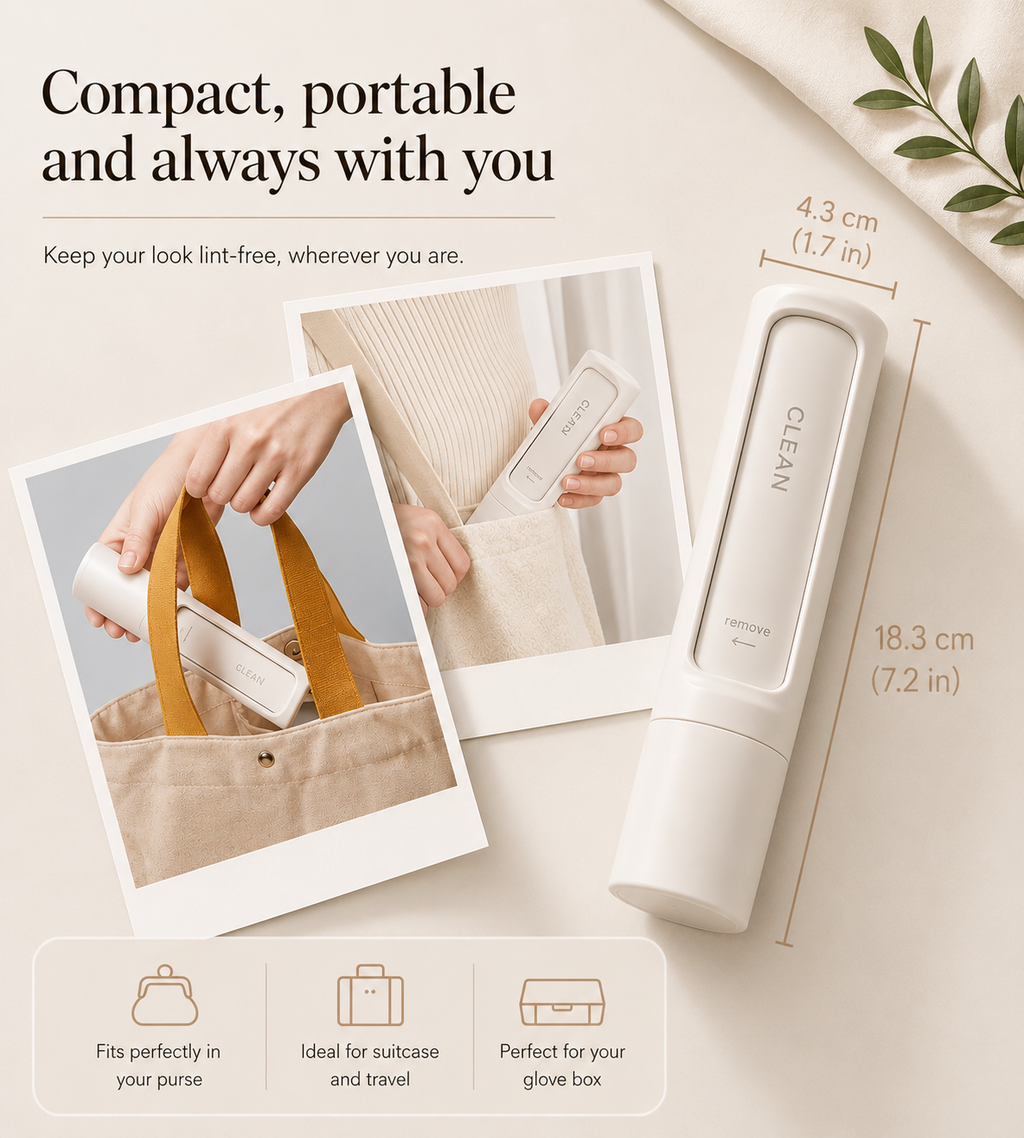 Reusable Lint Brush for Pet Hair on Clothes & Soft Fabrics, Portable & Travel - Friendly