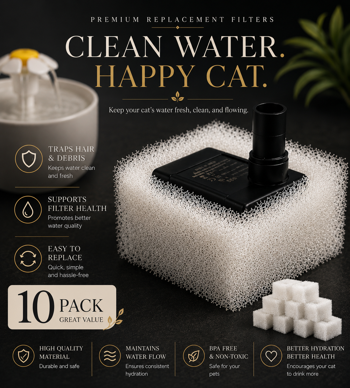 Automatic Cat Water Fountain - Ultra Quiet & Filtered