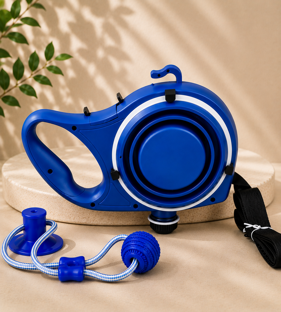 Portable Dog Water Bottle with Retractable Leash – 3-in-1 Pet Travel Set