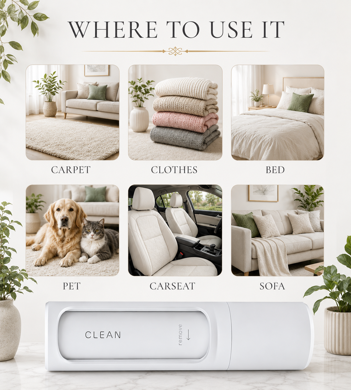 Reusable Lint Brush for Pet Hair on Clothes & Soft Fabrics, Portable & Travel - Friendly